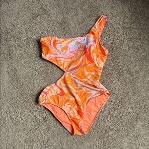 Stylish Orange Swirl Women's One Piece Swimsuit